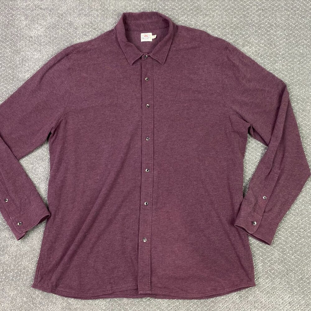 Faherty Stretch Knit Shirt Men's XXL Burgundy Melange Button Up Down MKF2017